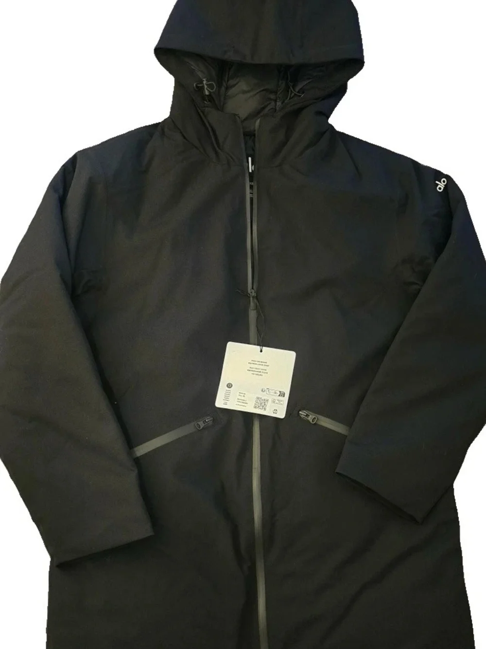 ALO Yoga Women's  Rain Or Shine Black Hooded Raincoat